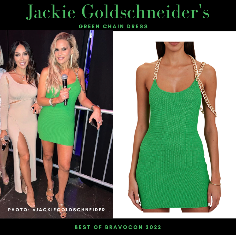 Jackie Goldschneider's Green Chain Dress