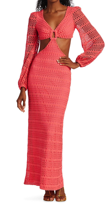 Jen Shah’s Pink Crochet Cutout Dress 1
