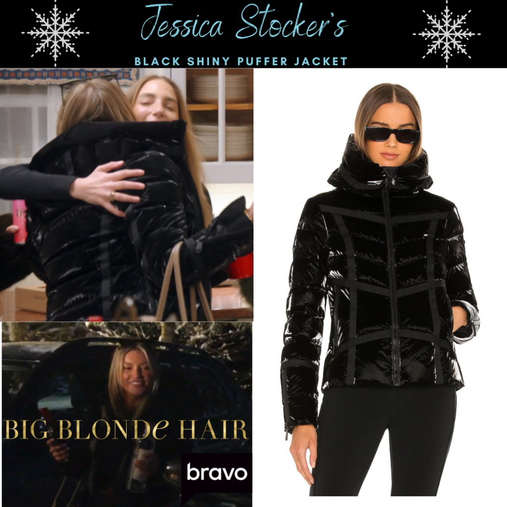Jessica Stocker's Black Shiny Puffer Jacket
