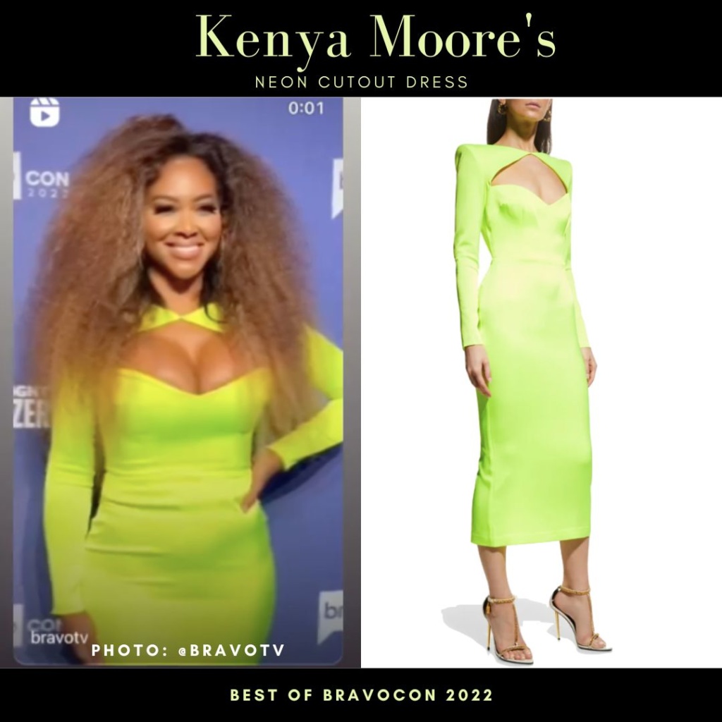 Kenya Moore's Neon Cutout Dress at Bravocon 2022