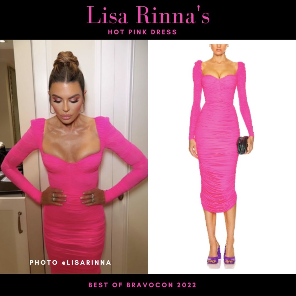 Lisa Rinna's Pink Ruched Dress at Bravocon 2022