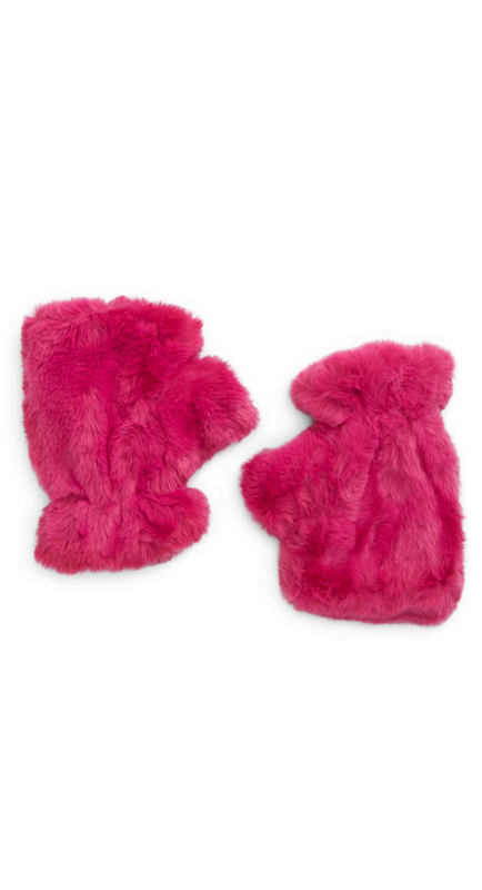 Meredith Marks’ Pink Faux Fur Fingerless Gloves