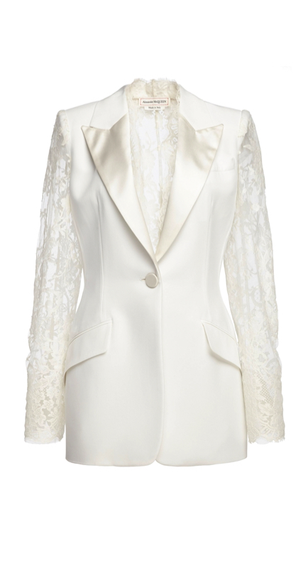 Meredith Marks’ White Lace Sleeve Blazer