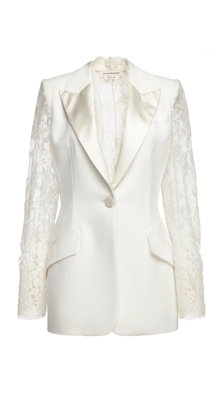 Italian Lace Blazer/White