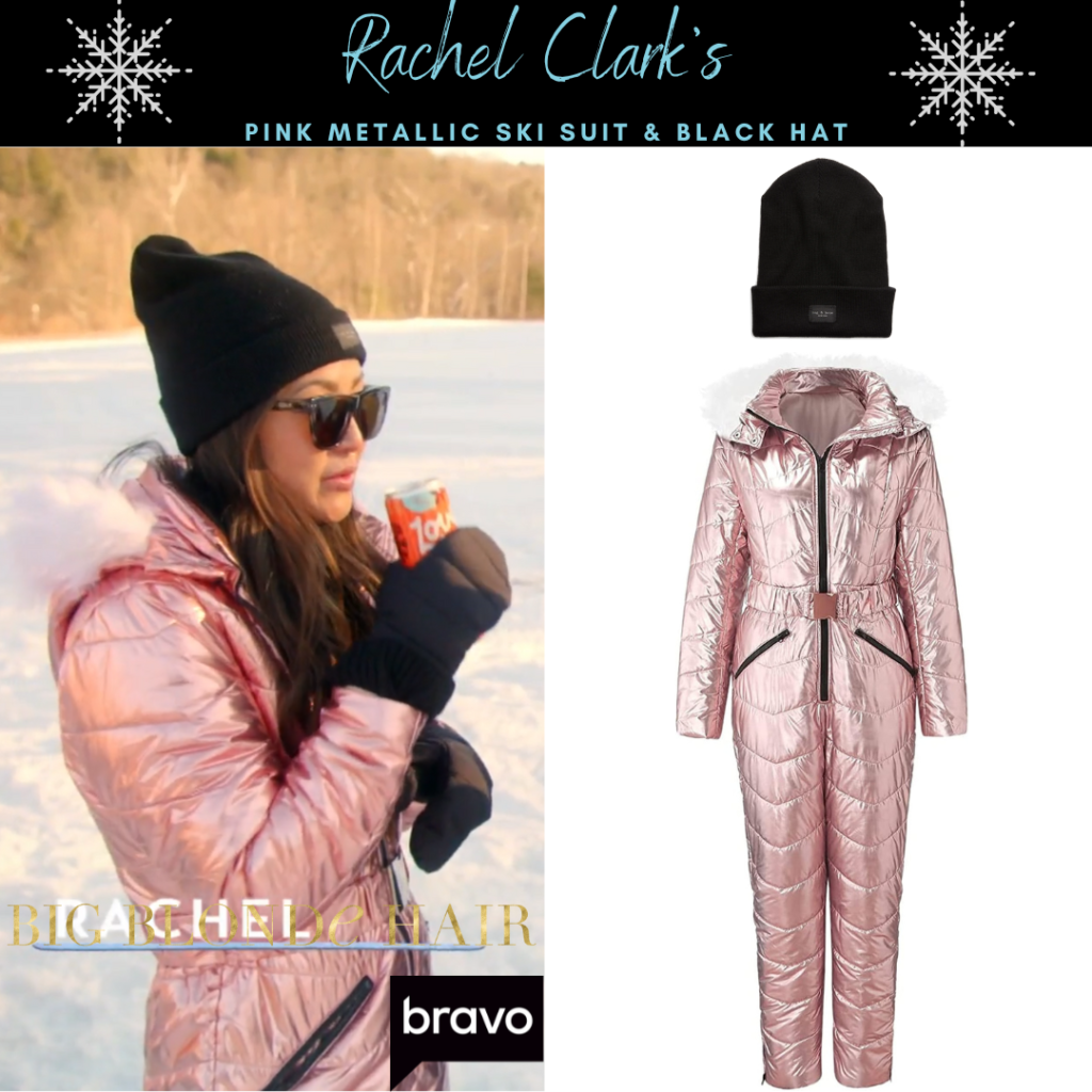 Rachel Clark's Pink Metallic Ski Suit