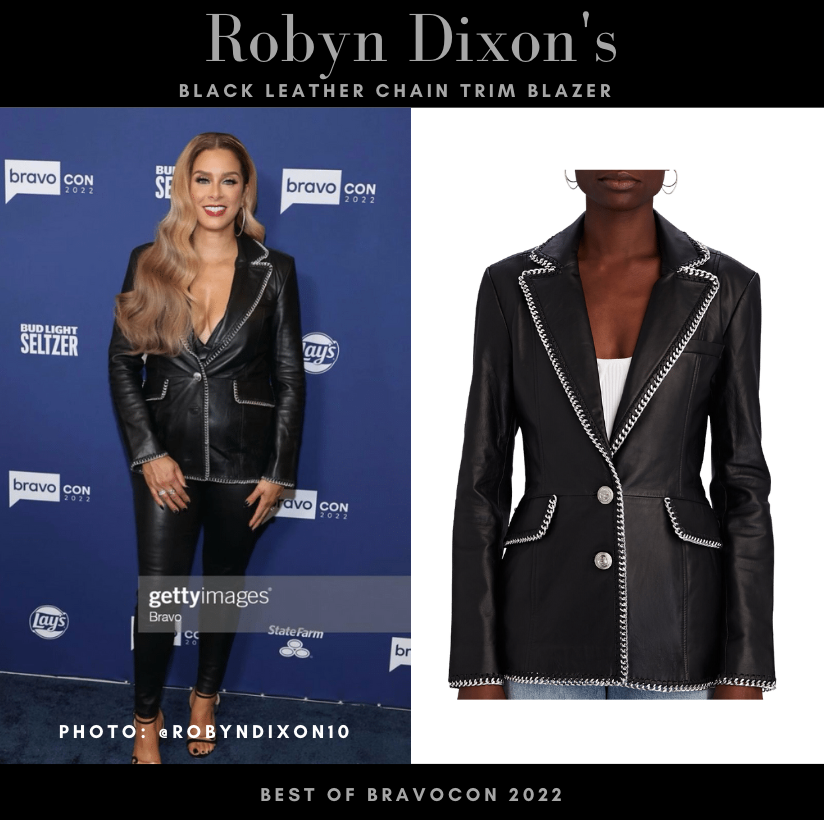 Robyn Dixon's Black Leather Chain Trim Blazer