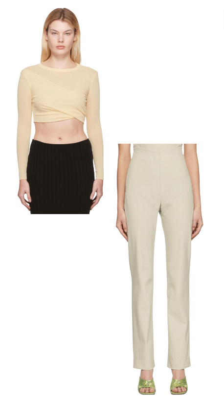 Tracy Tutor's Cream Twist Top and Leather Pants