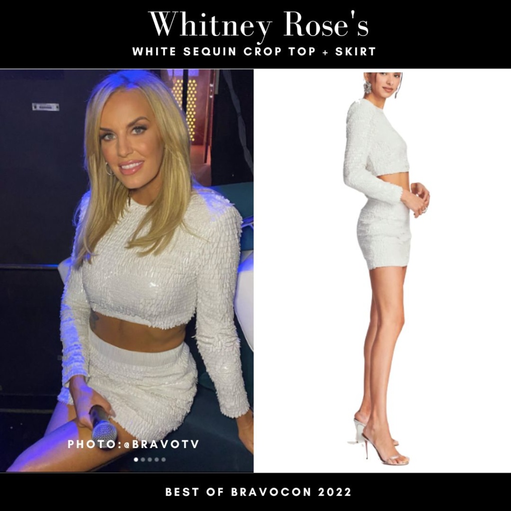 Whitney Rose's White Sequin Crop Top and Skirt