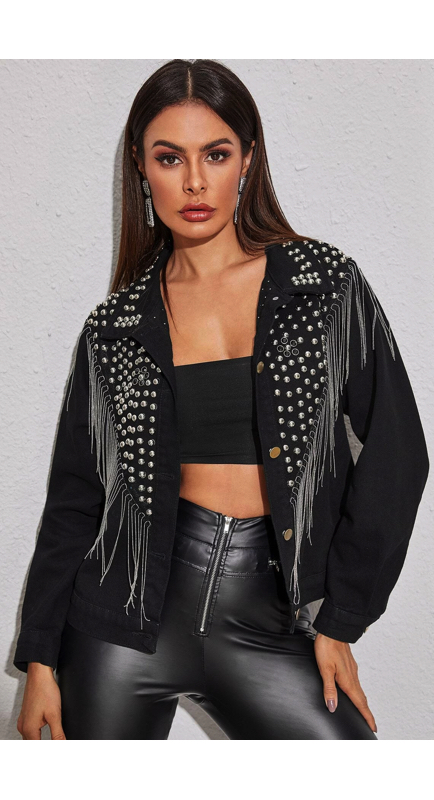 Whitney Rose’s Black Studded Fringe Jacket