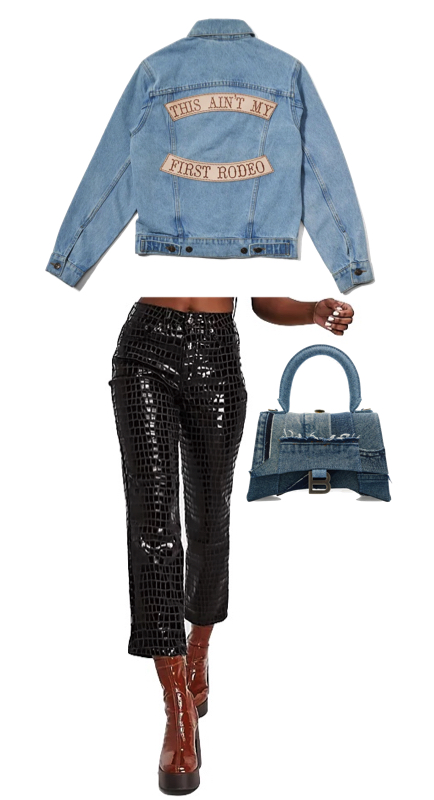 Whitney Rose’s Denim Jacket Bag and Croc Pants | Big Blonde Hair