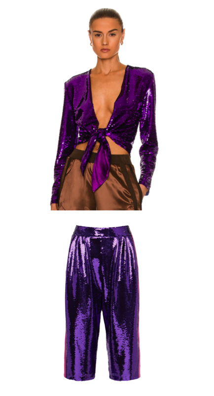 Angie Katsanevas’ Purple Sequin Confessional Look