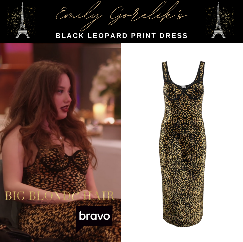 Emily Gorelik's Black Leopard Print Dress