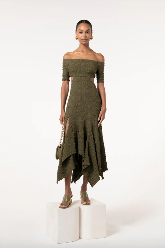 Kristin Cavallari's Green Off The Shoulder Dress
