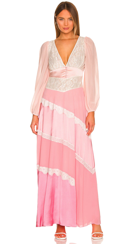 Madison LeCroy’s Pink and White Lace Paneled Dress