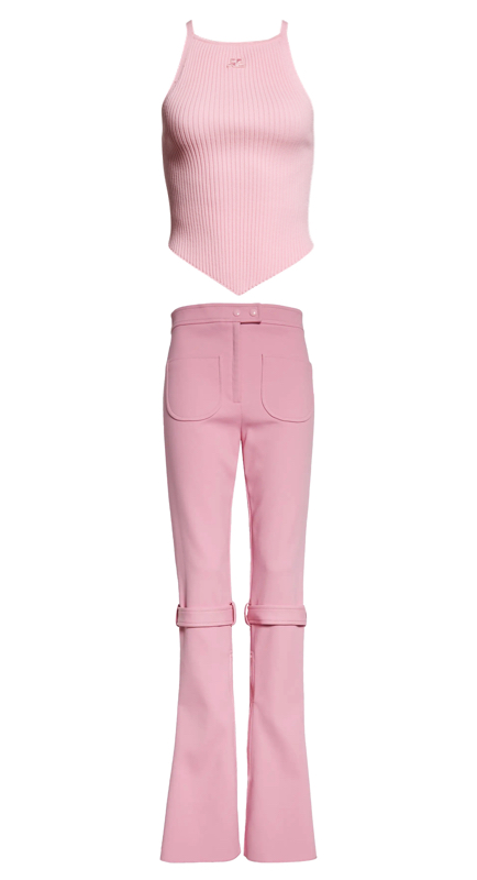 Meredith Marks’ Pink Ribbed Top and Strap Detail Pants