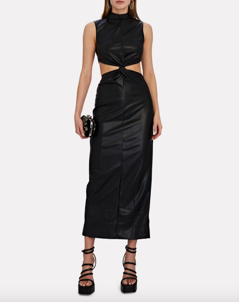 Taylor Armstrong's Black Leather Cutout Dres