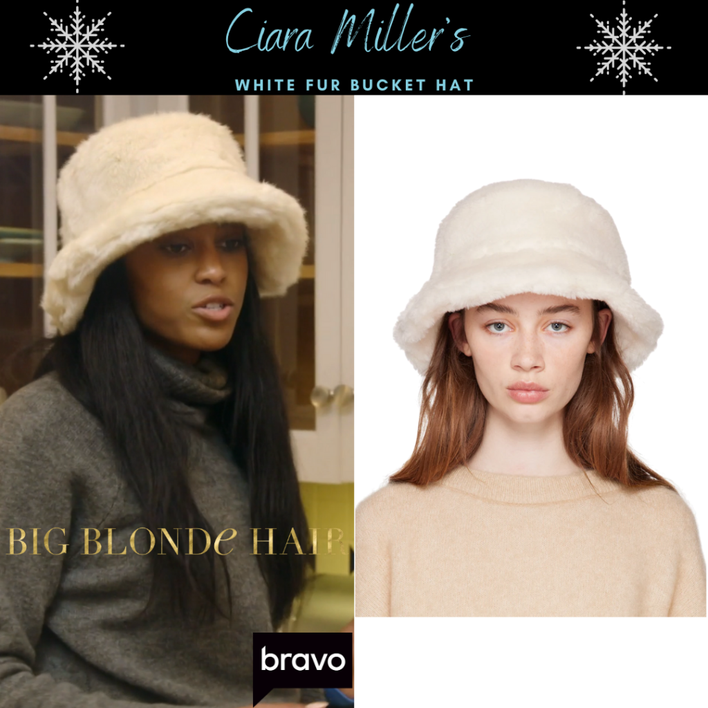 Ciara Miller's White Fur Bucket Hat