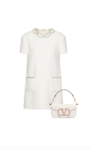 Kathy Hilton's White Embellished Tweed Valentino