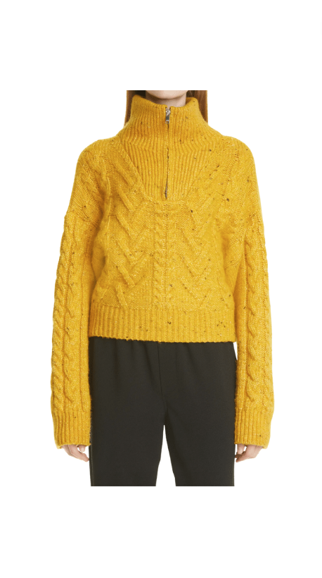 Kyle Richards' Yellow Knit Half Zip Sweater