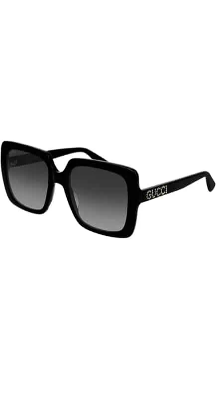Lisa Barlow’s Black Square Crystal Logo Sunglasses