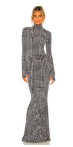 Marysol Patton's Norma Kamali Plaid Maxi Dress