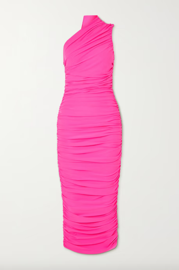 Robyn Dixon's Pink Ruched One Shoulder Dress