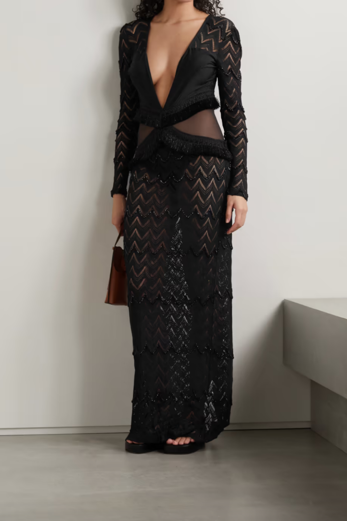 Alexia Echevarria's Black Crochet Maxi Dress