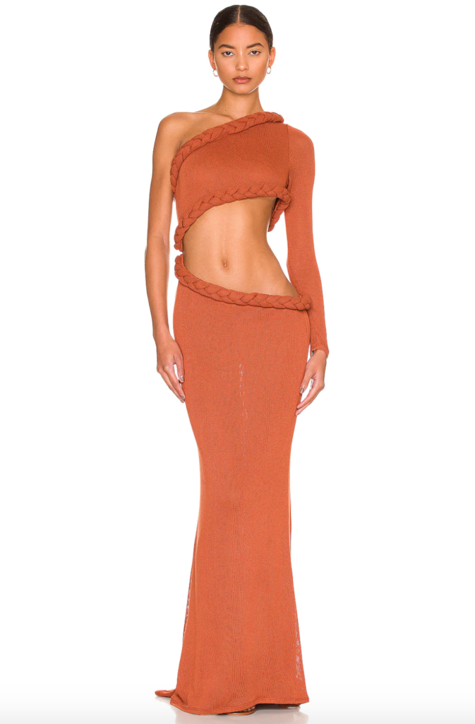 Ciara Miller's Orange Braided Cutout Dress