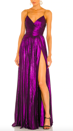 Jackie Goldschneider's Purple Metallic Maxi Dress