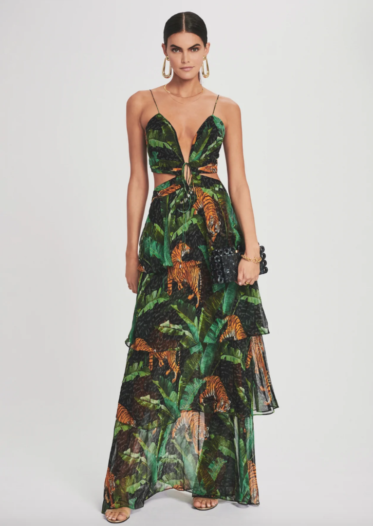 Kristin Cavallari's Tiger and Leaf Print Maxi Dress