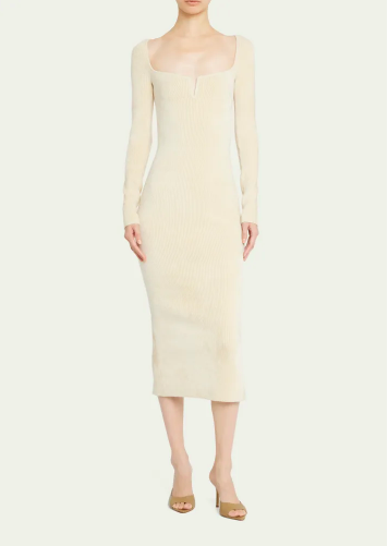 Lisa Hochstein's Ivory Notched Midi Dress