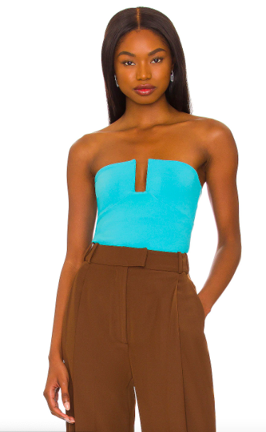 Melissa Gorga's Turquoise Notched Strapless Top