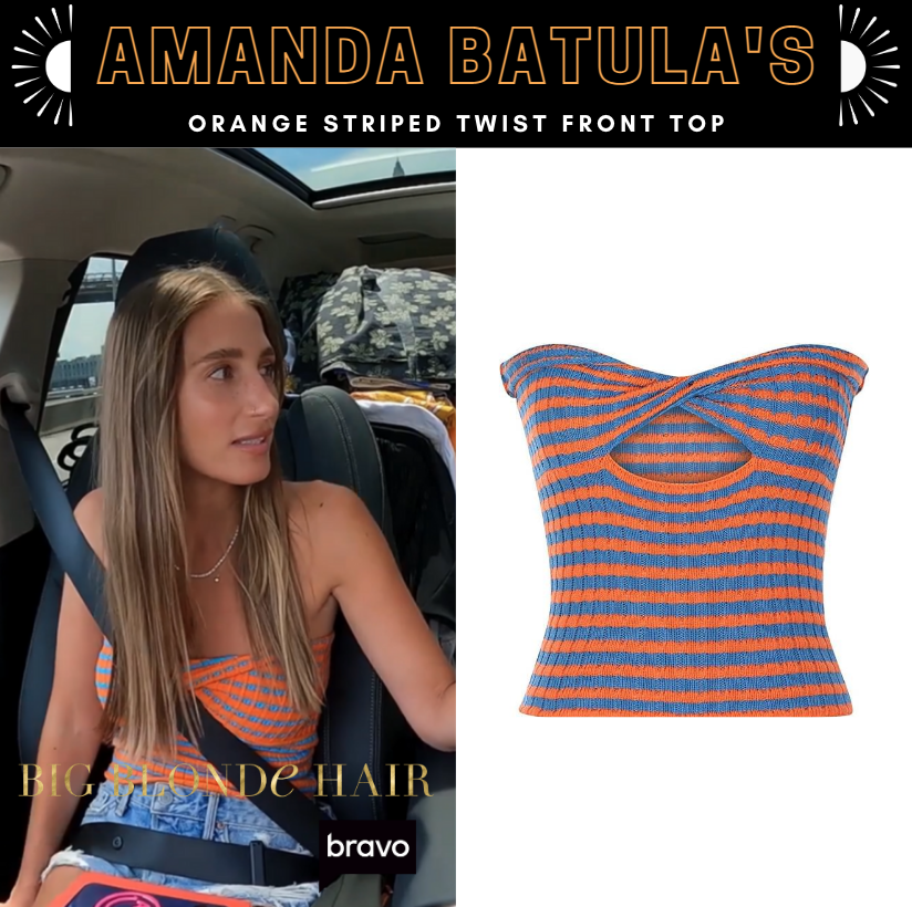 Amanda Batula's Orange Striped Twist Front Top