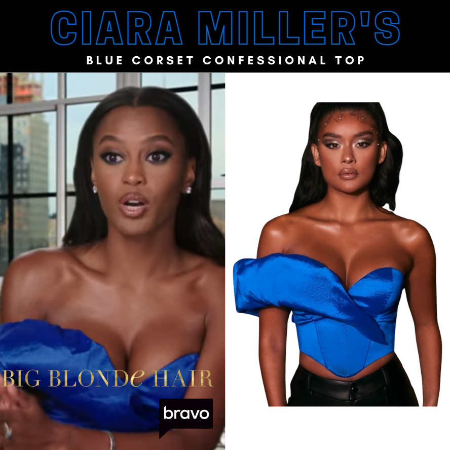 Ciara Miller's Blue Corset Confessional Top
