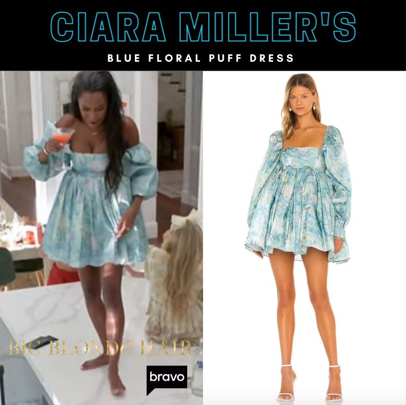 Ciara Miller's Blue Floral Puff Dress