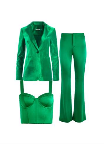 Eboni K. Williams' Green Satin Suit