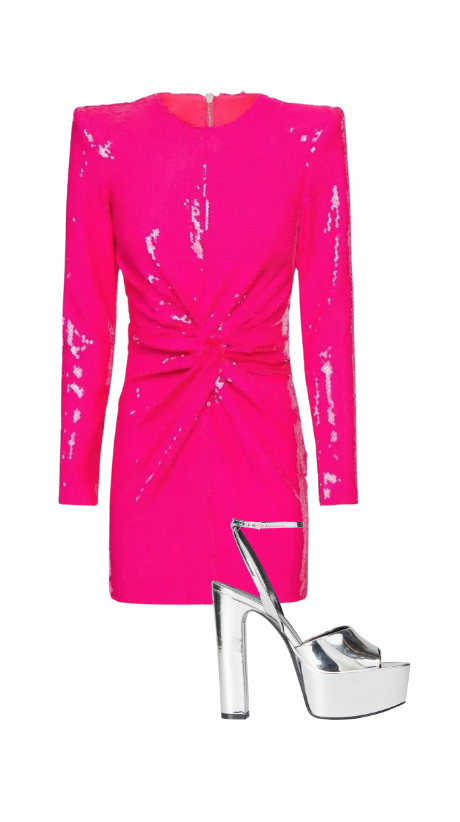 Kyle Richards' Pink Sequin Twist Front Dress