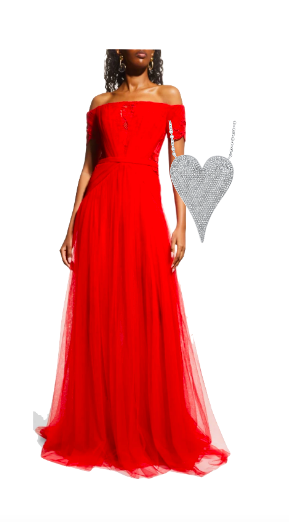 Kyle Richards' Red Off the Shoulder Gown