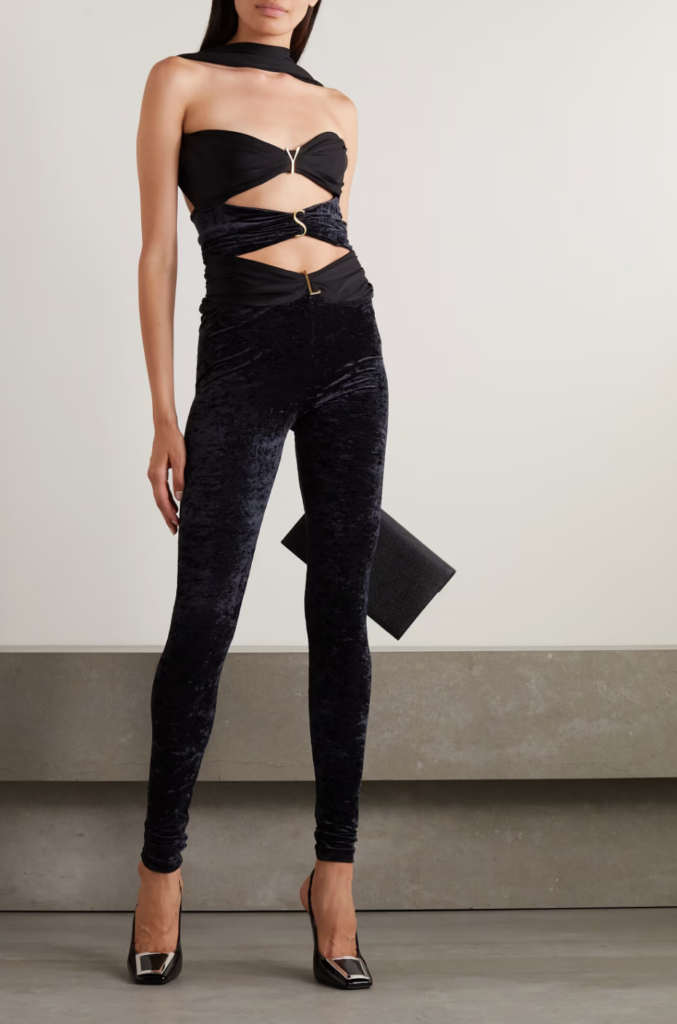 Lisa Hochstein's Black Velvet Cutout Jumpsuit