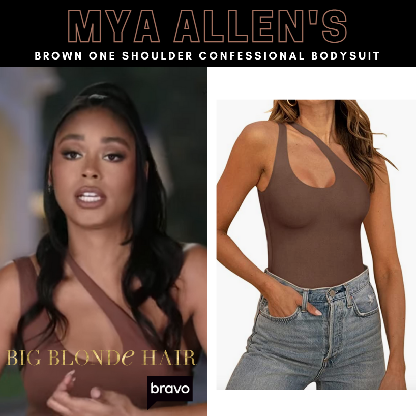 Mya Allen's Brown One Shoulder Confessional Bodysuit