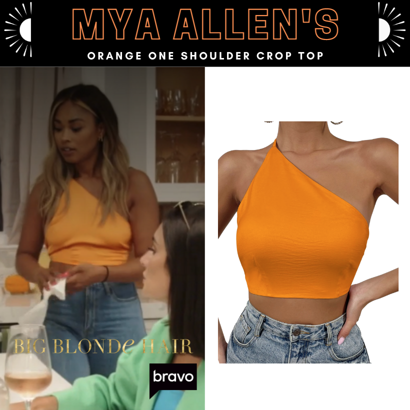 Mya Allen's Orange One Shoulder Crop Top