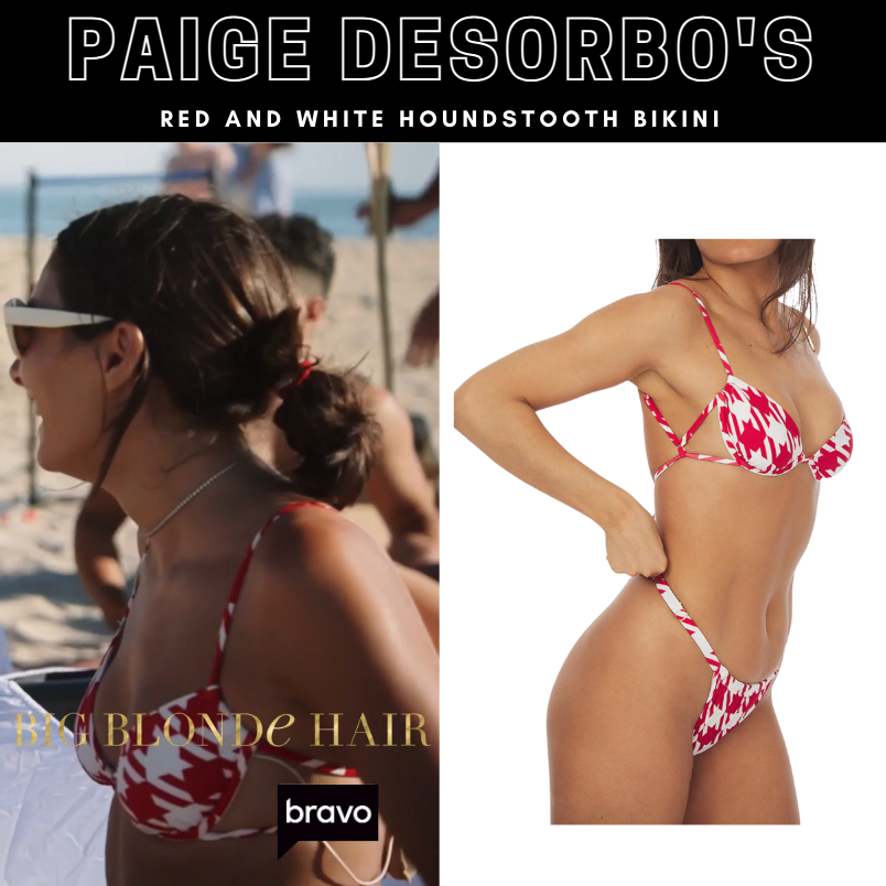 Paige DeSorbo's Red and White Houndstooth Bikini