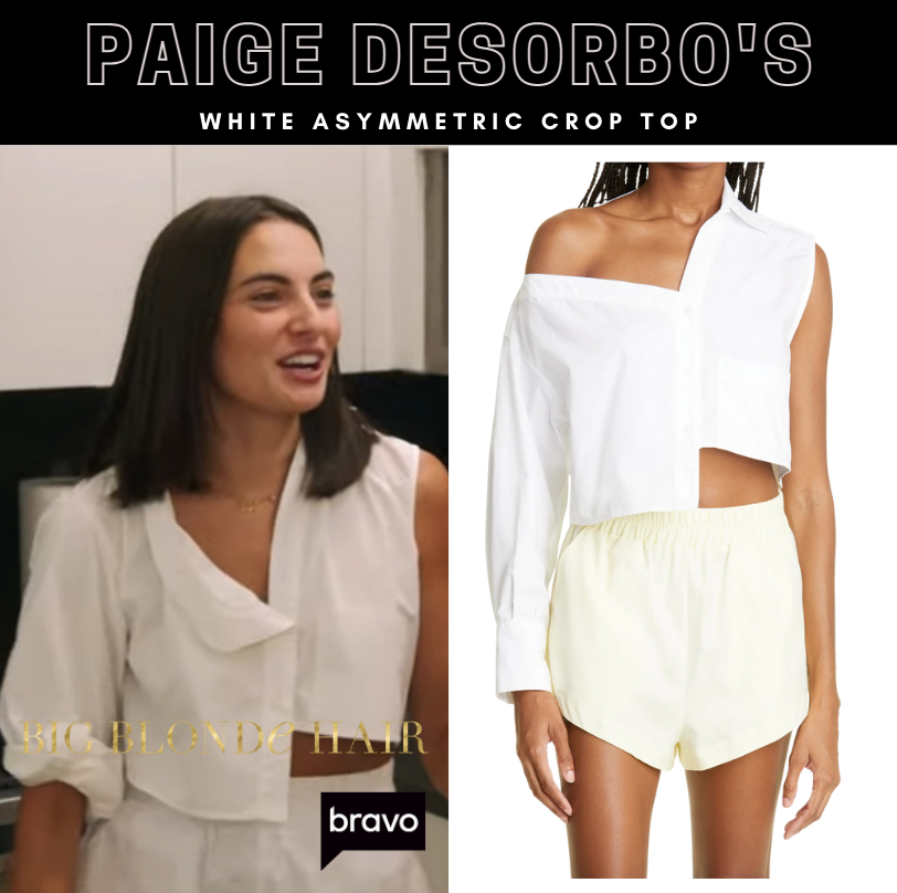 Paige DeSorbo's White Asymmetric Crop Top