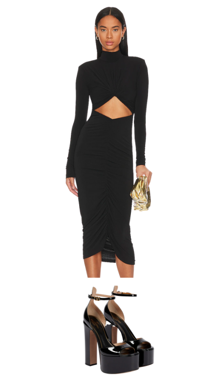 Tracy Tutor's Black Ruched Cutout Dress on WWHL