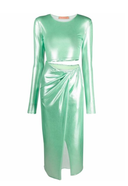 Wendy Osefo's Mint Green Metallic Dress