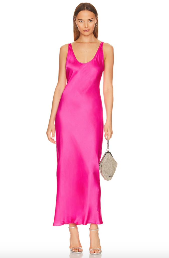 Caroline Stanbury's Pink Satin Dress