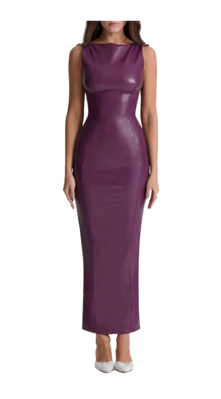 Ciara Miller's Purple Leather Dress