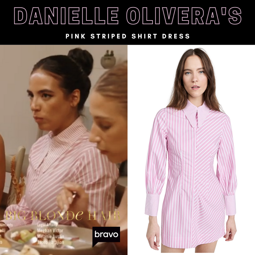 Danielle Olivera's Pink Striped Shirt Dress