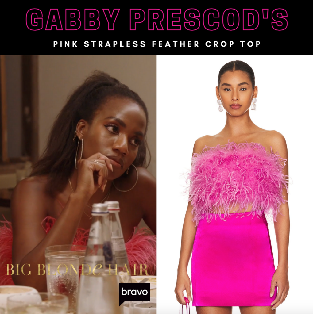 Gabby Prescod's Pink Strapless Feather Crop Top