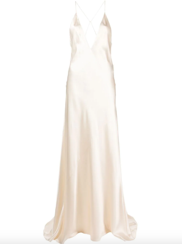 Kenya Moore's White Satin Gown on Instagram Real Housewives of Atlanta 2023 Instagram Fashion Saint Laurent Gown